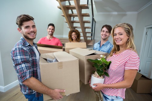 Packing boxes and moving supplies in a London home