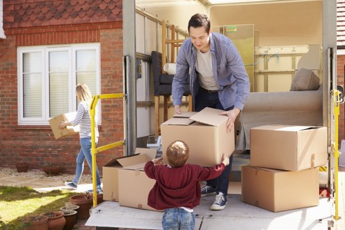 Removal truck loading furniture for a flat move in London