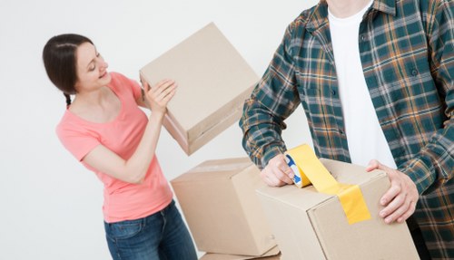 Strong packing boxes prepared for a London relocation