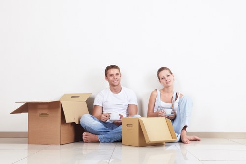 Packed boxes prepared for student removals in London