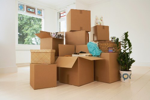 Packed moving boxes ready for house removals in London